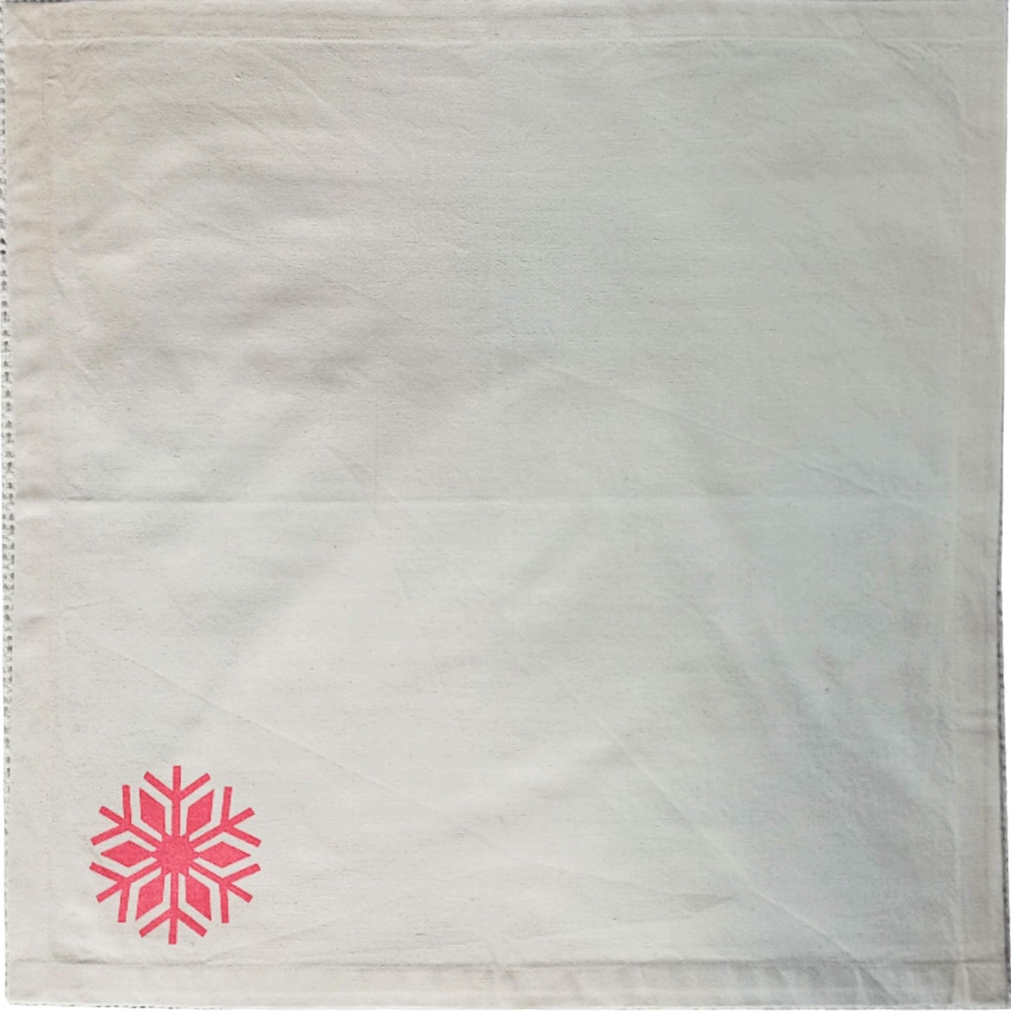 Nordic Snowflake Christmas napkin by SeaNic — organic cotton napkin hand-printed in Devon with a Nordic-inspired snowflake design celebrating sustainable Christmas living.