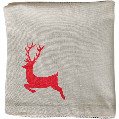 Folded Stag Christmas napkin by SeaNic — organic cotton hand-printed in Devon with a deer silhouette for a relaxed, nature-inspired festive table.