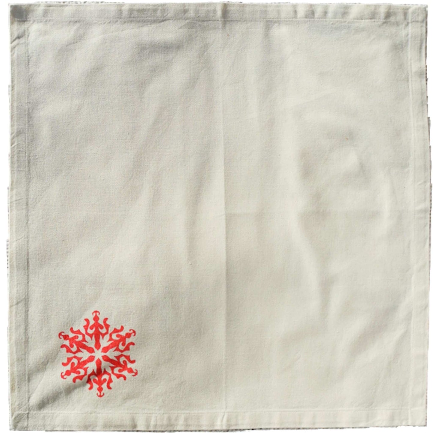 Traditional Snowflake Christmas napkin by SeaNic — organic cotton napkin hand-printed in Devon with a classic snowflake pattern for timeless festive style.