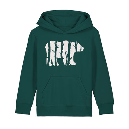 Child's Forest Bear Hoodie – Eco-Friendly, Hand-Printed Nature-Inspired Sweatshirt