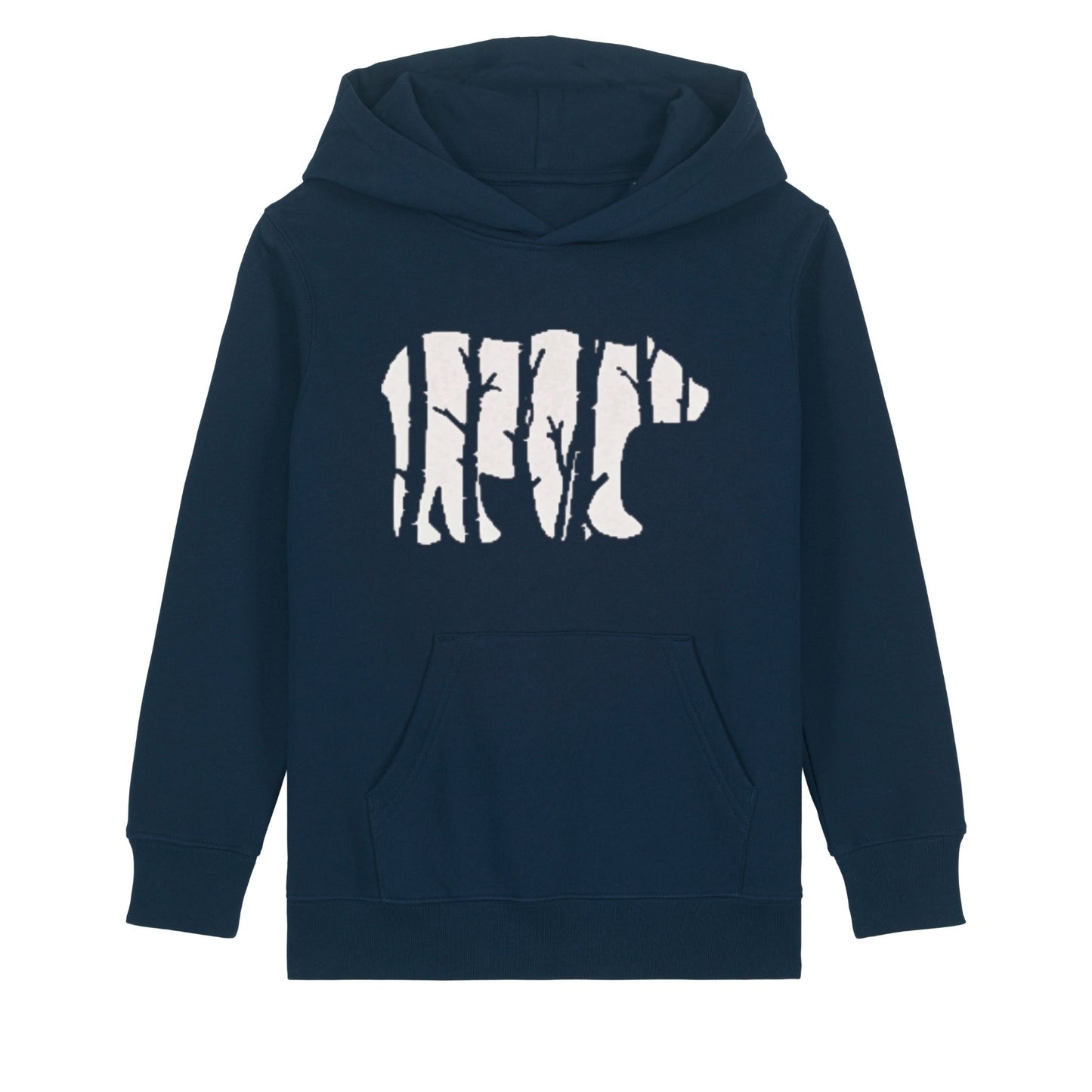 Child's Forest Bear Hoodie – Eco-Friendly, Hand-Printed Nature-Inspired Sweatshirt