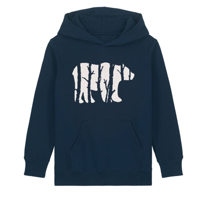 Child's Forest Bear Hoodie – Eco-Friendly, Hand-Printed Nature-Inspired Sweatshirt